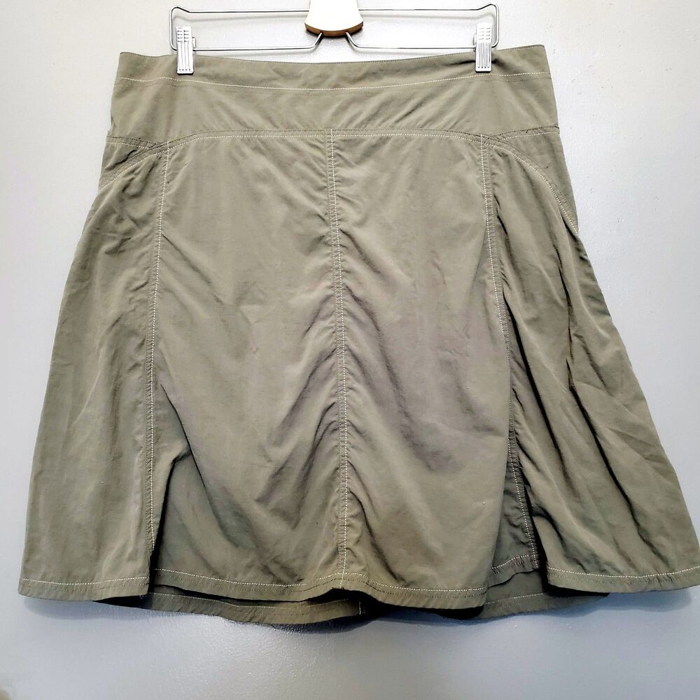 Mountain Hardwear Skirt Women's Size 14 Khaki Green Pockets Outdoors Hiking - Picture 2 of 9